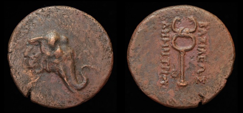 GRECO-BAKTRIAN KINGDOM, Demetrios I Aniketos, c. 200-185 BCE, Æ trichalkon. 11.2...