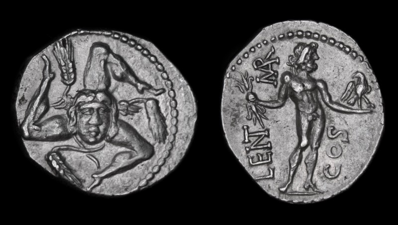 L. Cornelius Lentulus and C. Claudius Marcellus (consuls) 49 BCE, AR Denarius. S...