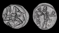 L. Cornelius Lentulus and C. Claudius Marcellus (consuls) 49 BCE, AR Denarius. Sicily, Apollonia, or Asia, 4.09 g, 18.5mm. 
Obv: Triskeles with winged...