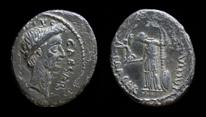 Julius Caesar, early March 44 BCE, AR denarius, P. Sepullius Macer, moneyer. Rom...