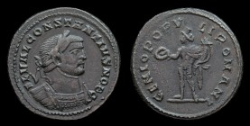 LONDON TETRARCHIC: Constantius I as Caesar (293-305), AE follis, issued c. 296-303. London, 9.16g, 28.5mm.
Obv: FL VAL CONSTANTIVS NOB C; Laureate and...