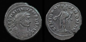 LONDON TETRARCHIC: Galerius as Caesar (293-305), AE follis, issued c. 296-303. London, 10.23g, 27mm.
Obv: MAXIMIANVS NOB CAES; Laureate and cuirassed ...