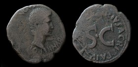 Augustus (27 BCE-14 CE), AE As, Issued 7 BCE by P. Lurius Agrippa. Rome, 9.28g, 29mm.
Obv: CAESAR AVGVST PONT MAX TRIBVNIC POT; bare head of Augustus ...