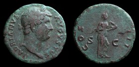 Hadrian	 (117-138), AE As, issued 125-128. Rome, 10.20g, 26mm.
Obv: HADRIANVS AVGVSTVS; Laureate head right.
Rev: COS III, Salus, draped, standing rig...