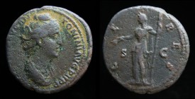 Faustina I (138-141), AE	As. Rome, 10.41g, 27.5mm.
Obv: FAVSTINA AVG ANTONINI AVG PII P P; Bust of Faustina I, draped, right, hair elaborately waved a...