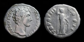 Marcus Aurelius, as Caesar (139-161), AR Denarius, struck under Antoninus Pius 148-149. Rome, 3.45g, 19mm.
Obv: AVRELIVS CAESAR AVG PII F, bare head r...