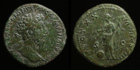 Marcus Aurelius (161-180), AE Sestertius, issued 165-66. Rome, 25.19g, 32.4mm. 
Obv: M AVREL ANTONINVS AVG ARMENIACVS P M, laureate head right. 
Rev: ...