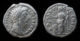 Marcus Aurelius (161-180), AR denarius, issued 168-69. Rome, 3.56g, 17.6mm. . 
Obv: M ANTONINVS AVG TR P XXIII, laureate head right. 
Rev: SALVTI AVG ...