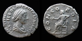 Lucilla (164-182), AR Denarius, issued 164-169 (Marcus Aurelius & Lucius Verus). Rome, 2.58g, 18.8mm.
Obv: LVCILLAE AVG ANTONINI AVG F, draped bust ri...