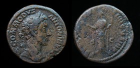 Commodus (177-192), AE As, issued 181. Rome, 10.06g, 26mm.
Obv: M COMMODVS ANTONINVS AVG; Laureate head right.
Rev: FEL AVG TR P VI IMP IIII COS III P...
