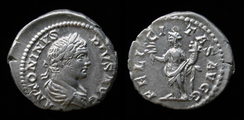 Caracalla, as Augustus with Septimius Severus (198-211), AR denarius, issued 205...