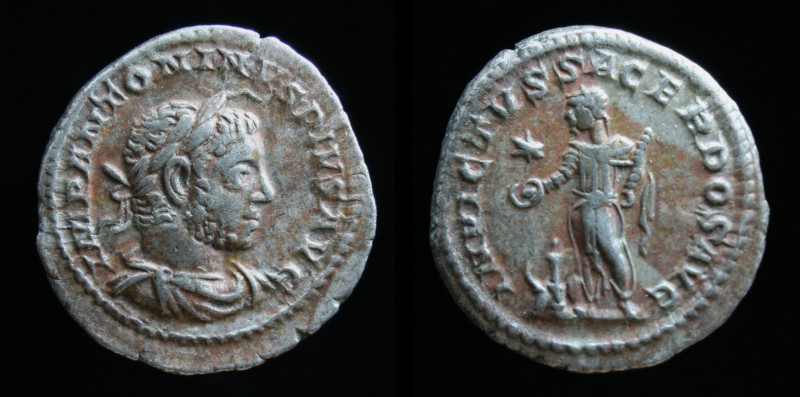 Elagabalus (218-222), AR Denarius, issued 220-222. Rome, 3.20g, 20mm.
Obv: IMP A...