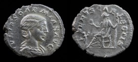 Julia Soaemias (218-22), AR Denarius. Rome, 2.93g, 19mm. 
Obv: IVLIA SOAEMIAS AVG, draped bust right.
Rev: VENVS CAELESTIS, Venus seated left, holding...