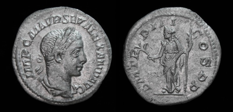 Severus Alexander (222-235), AR denarius, issued 224. Rome, 1.52g, 19mm.
Obv: IM...