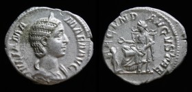 Julia Mamaea (222-235), AR Denarius. Rome, 2.63g, 19mm. 
Obv: IVLIA MAMAEA AVG, diademed and draped bust right. 
Rev: FECVND AVGVSTAE, Fecunditas seat...