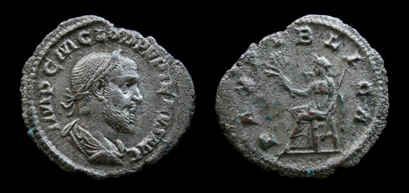 Pupienus (238), AR Denarius. Rome, 2.26g, 20mm. 
Obv: IMP C M CLOD PVPIENVS AVG ...