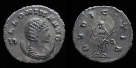 Salonina (254-268), Antoninianus, issued 260-62. Rome, 3.42g, 21.2mm.
Obv: SALONINA AVG, diademed and draped bust right, resting on crescent. 
Rev: PV...