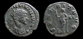 Quintillus (270), AE Antoninianus. Rome, 11th officina, 2.95g, 20mm.
Obv: IMP C M AVR CL QVINTILLVS AVG; Radiate, draped and cuirassed bust right.
Rev...