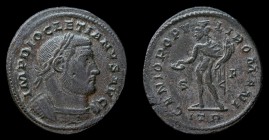 Diocletian (284-305), AE Follis, issued 302-3. Trier, 8.33g, 28.8mm.
Obv: IMP DIOCLETIANVS AVG, radiate and cuirassed bust right. 
Rev: GENIO POPV-LI ...