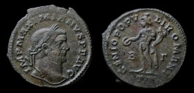Maximianus (285-305), AE Follis, issued 296-7. Trier, 9.90g, 26.5mm. 
Obv: IMP MAXIMIANVS P F AVG, laureate head right.
Rev: GENIO POPV-LI ROMANI, Gen...