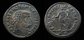 Constantius I, as Caesar (293-305), issued 297 - 299. Cyzicus, 2nd Officina, 7.59g, 25mm.
Obv: FL VAL CONSTANTIVS NOB CAES, laureate head right
Rev: G...
