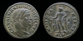 Maximinus II Daia, as Caesar (305-308), AE follis, issued 308. Alexandria, 2nd officina, 6.81g, 23mm.
Obv: GAL VAL MAXIMINVS NOB CAES, laureate head r...