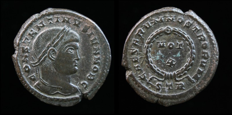 Constantine II, as Caesar, AE3, issued 323-4. Trier, 3.89g, 20mm. 
Obv: CONSTANT...