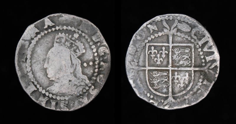 ENGLAND: Elizabeth I (1558-1603), AR halfgroat, Fifth issue, issued 1590-92. Tow...