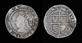 ENGLAND: Elizabeth I (1558-1603), AR halfgroat, Fifth issue, issued 1590-92. Tower (London) mint (mm hand), 0.95 g, 16mm.
Obv: Crowned bust left, two ...