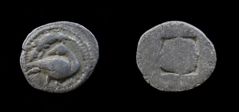 MACEDONIA, Eion, c. 460-400 BCE, AR Trihemiobol. 0.71g, 11.8mm.
Obv: Goose stand...