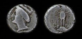 PONTOS, Amisos, circa 300-125 BCE, AR Drachm (Chian standard). 3.8g, 14.9mm.
Obv: Turreted bust of Hera-Tyche left. 
Rev: Owl with spread wings, stand...