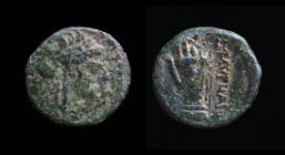 IONIA, Smyrna, 190-170 BC, Metrodoros, son of Menekles, magistrate. 
Obv: Laureate head of Apollo right within dotted border.
Rev: ΞΜΥΡΝΑΙΩΝ / ΜΗΤΡΟΔΩ...