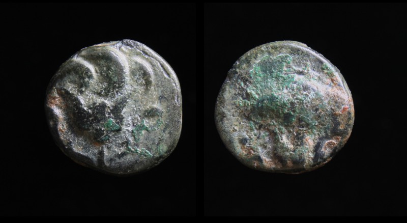 CARIA, Rhodes, 394-304 BCE, AE Chalkous. 
Obv: Rose with bud.
Rev: P - O, letter...