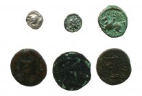 Mixed Greek lot
• Macedon Philip II AE Apollo right/young male rider on prancing horse left
• Pontos, Amisos, Mithradates VI Ares/sword in sheath (Mal...