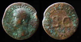 Drusus Junior, AE As, struck under Tiberius, 22-23. Rome, 7.42g, 28.5mm.
Obv: DRVSVS CAESAR TI AVG F DIVI AVG N; bare head of Drusus left.
Rev: PONTIF...