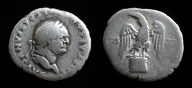 Vespasian (69-79), Denarius, issued 76. Rome, 3.07g, 19.4mm. 
Obv: IMP CAESAR VESPASIANVS AVG, laureate head right. 
Rev: COS VII, Eagle with wings sp...