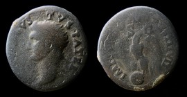 Augustus (27 BCE-14 CE), AE As, Restitution issue under Titus 80-81. Rome, 9.98g, 27mm.
Obv: DIVVS AVGVS-TVS PATER; Radiate head of Augustus left; abo...