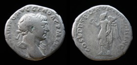 Trajan (98-117), Denarius, issued 107-8. Rome, 3.39g, 18.7mm. 
Obv: IMP TRAIANO AVG GER DAC P M TR P, laureate bust right, drapery on left shoulder. 
...
