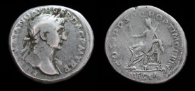 Trajan (98-117), Denarius, issued 111. Rome, 3.12g, 19.7mm.
Obv: IMP TRAIANO AVG GER DAC P M TR P, laureate, draped bust right. 
Rev: COS V P P S P Q ...