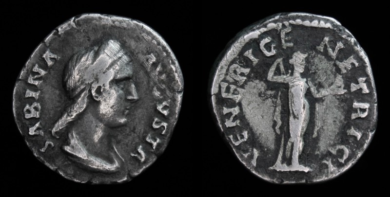 Sabina (128-137), AR Denarius, issued 128-136 AD. Rome, 2.90g, 19mm.
Obv: SABINA...
