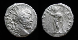 Septimius Severus (193-211), Denarius, issued 197-8. Rome, 2.45g, 17.1mm. 
Obv: L SEPT SEV PERT AVG IMP X, laureate head right. 
Rev: P M TR P VI COS ...
