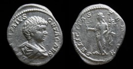 Geta as Caesar (198-209), AR Denarius, issued 198-200. Rome, 3.34g, 19.2mm.
Obv: L SEPTIMIVS GETA CAES, bareheaded draped bust right. 
Rev: FELICITAS ...