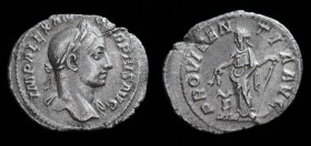 Severus Alexander (222-235), AR Denarius, issued 231. Rome, 2.12g.
Obv: IMP ALEXANDER PIVS AVG; laureate and draped bust right.
Rev: PROVIDENTIA AVG; ...