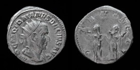 Trajan Decius (249-251), AR Antoninianus, issued 250-51. Rome, 3.57g, 21.5mm.
Obv: IMP C M Q TRAIANVS DECIVS AVG, radiate and cuirassed bust right, se...