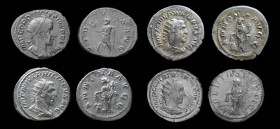 Group of antoniniani: Gordian III Virtus (RIC 71), Trebonianus Gallus Libertas, Philip I Annona (x2).