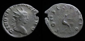 Valerian II, died 258, AE Antoninianus. Rome, 3.59g, 21.9mm.
Obv: DIVO CAES VALERIANO, radiate and draped bust right. 
Rev: CONSECRATIO, eagle standin...