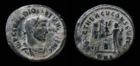 Diocletian (284-305), AE Antoninianus, issued 284. Antioch, 4.21g, 24mm.
Obv: IMP C C VAL DIOCLETIANVS P F AVG; Radiate, draped, and cuirassed bust ri...