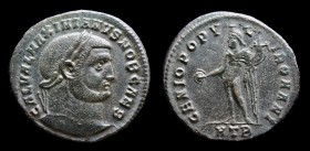 Galerius as Caesar (293-305), Follis. Heraclea, 8.65g, 22.5mm.
Obv: GAL VAL MAXIMIANVS NOB CAES, laureate head right 
Rev: GENIO POPVLI ROMANI, Genius...