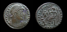 Constantine I, the Great (307-337), issued 328-9. Constantinople 1st officina (scarce), 2.75g, 18mm.
Rev: CONSTANTINIANA DAFNE, Victory seated left on...