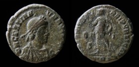 Gratian (375-383), AE3, issued 367-375. Lugdunum, 2.5g, 17.1mm. 
Obv: DN GRATIAN-VS PF AVG, pearl-diademed, draped and cuirassed bust right. 
Rev: SEC...